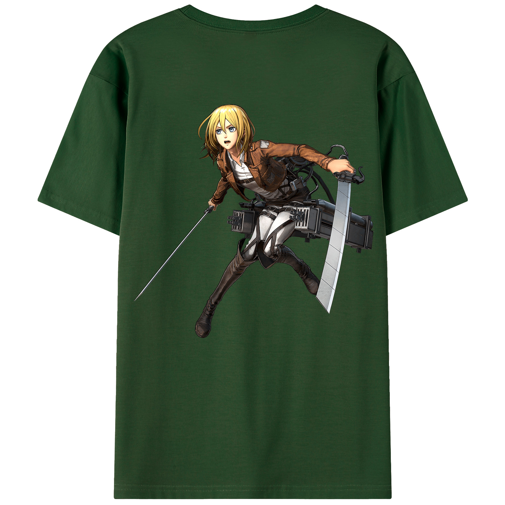 （画像用） 進撃の巨人 クリスタ·レンズ Attack on Titan Christa Lenz 綿100％半袖Tシャツ（背面プリント）